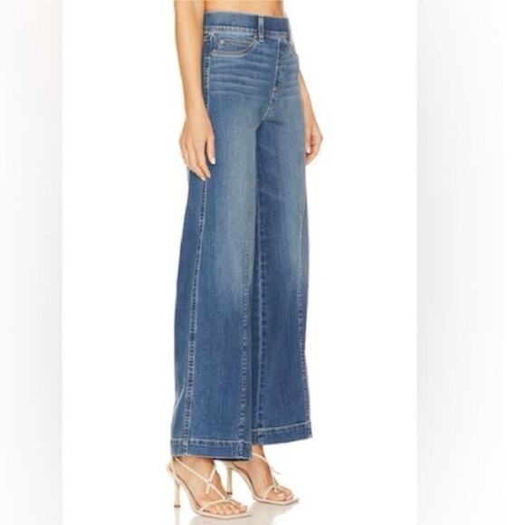 SPANX Seamed Front Wide Leg Pull On Stretch Jeans Vintage Indigo Wash Size S - Picture 5 of 16